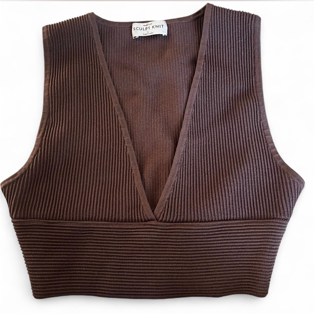 Aritzia Sculpt Knit Brown V-Neck Tank Top